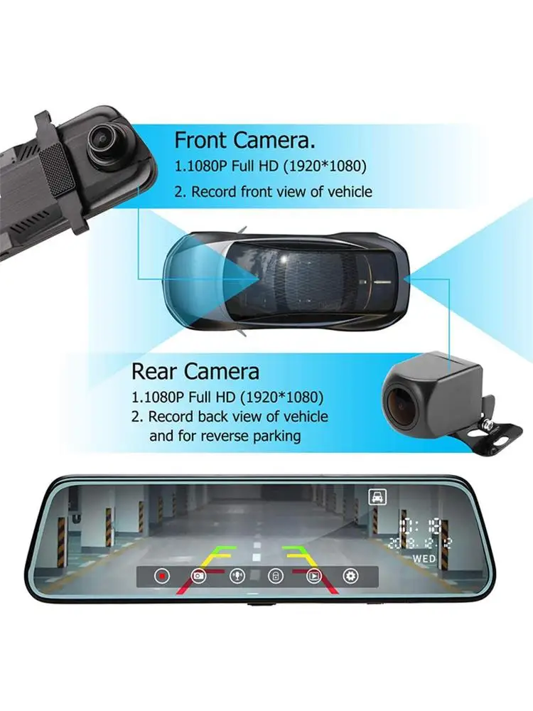 9.66 Inch 1080P Night Vision Driving Recorder