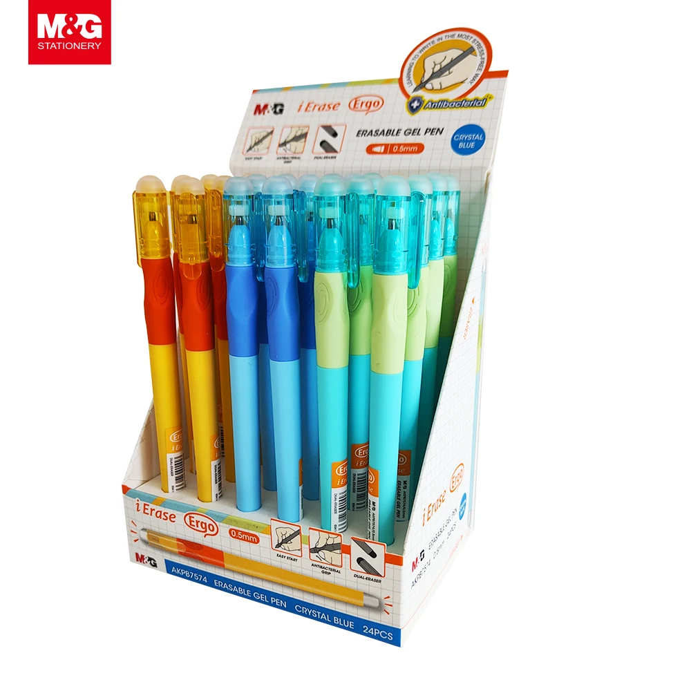M&G Promotional Ergonomic Anti-bacterial Erasable Pen Erasers Blue School  Office Stationery Supply Erasable Gel Ink Pen