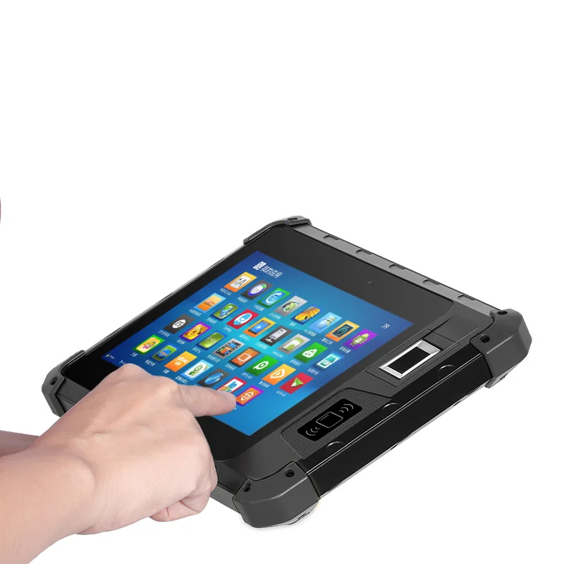Industrial Level Android 8 Inch Touch Screen Handheld 4G Wifi Bluetooth Fingerprint UHF Reader Rugged Tablet Support Nova Module
