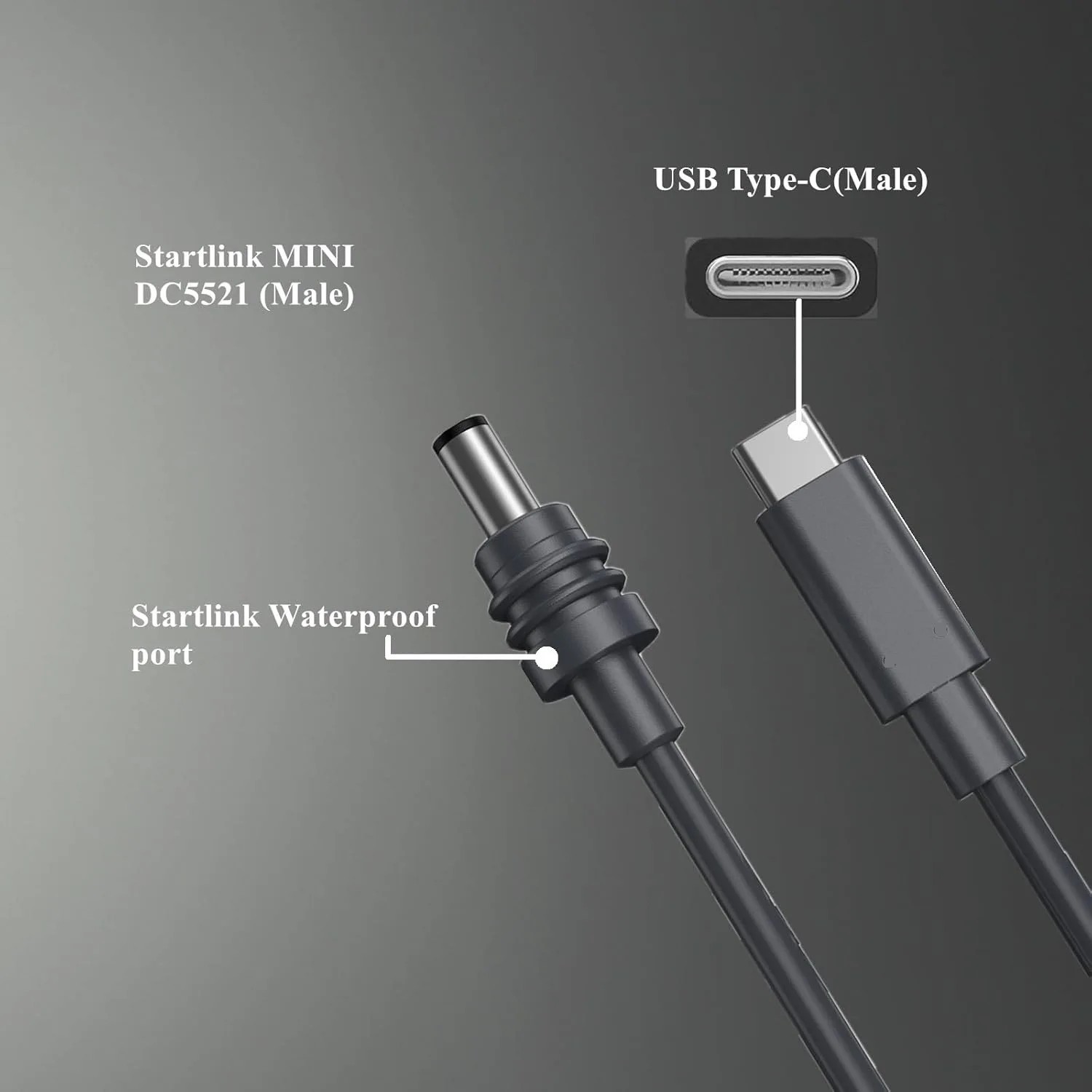 Starlink Mini Stromkabel – USB-C Auf DC, 2 M, Wasserdicht, 100 W, Für Power Banks Ab 65 W PD
