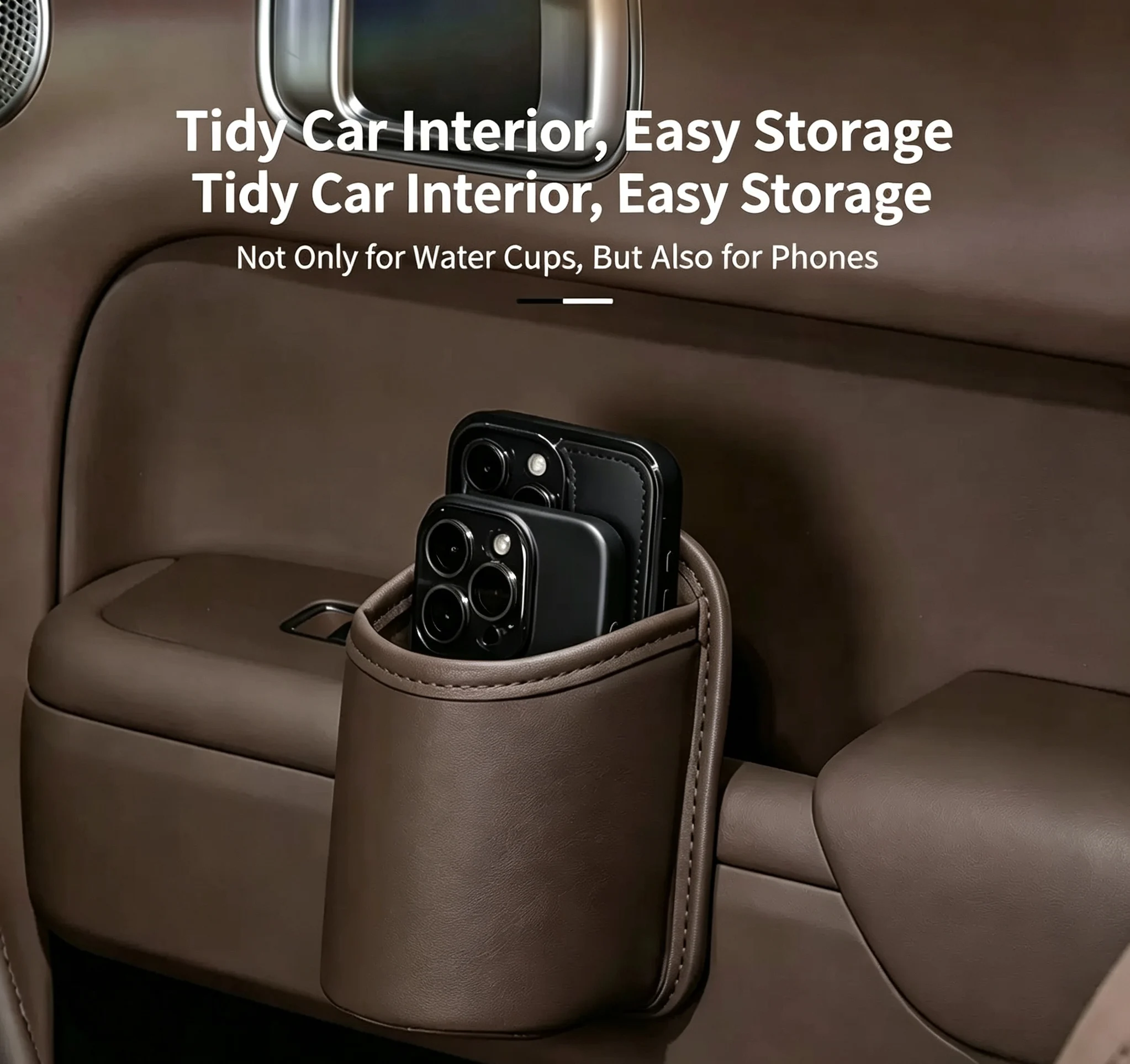 Koifung Universal Car Door Seat Back Cup Holder Storage Bin PU Material Back Clip Design Water Cup Organizer