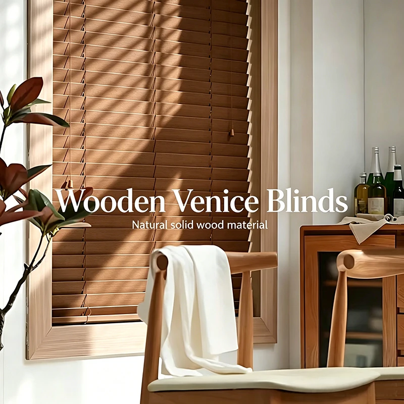 Lightweight Paulownia Wood Corded Venetian Blinds for Living Room Bedroom Decoration