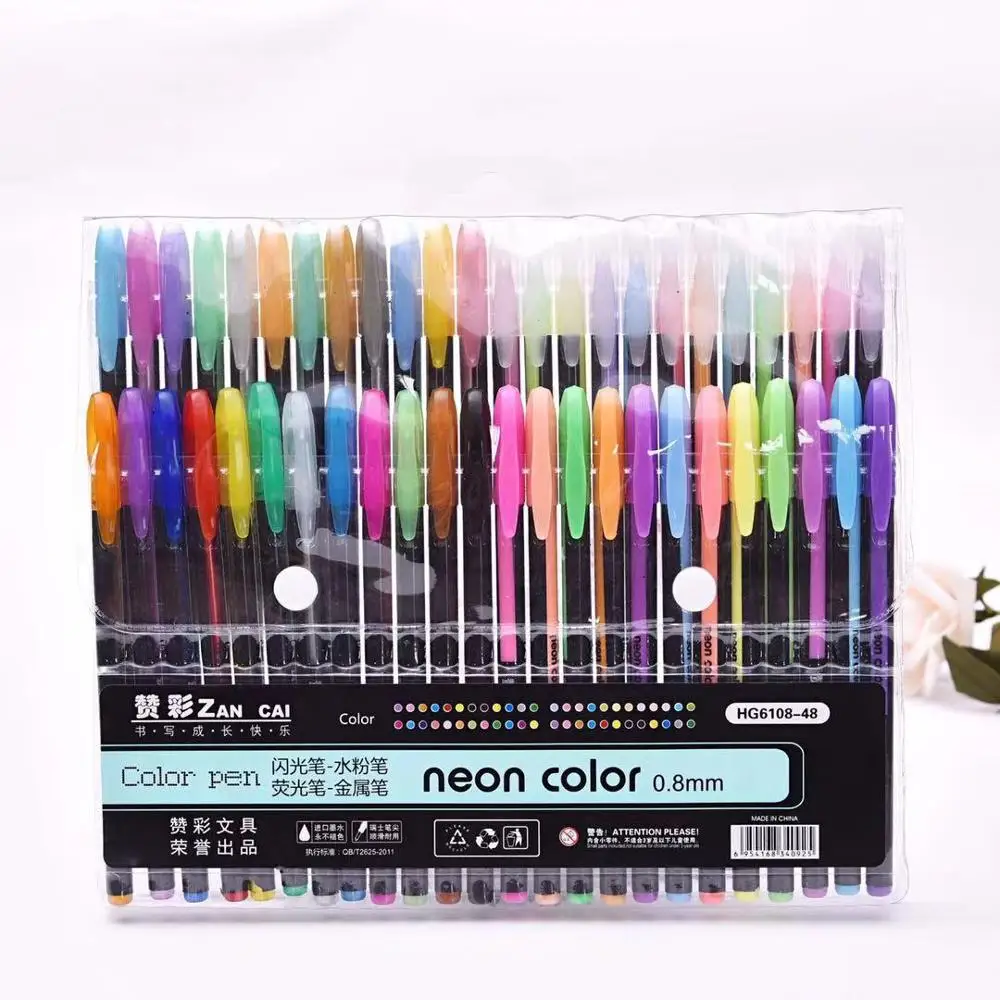 Amazon Hot Neon,Fluorescent,Glitter,Pastel 48 Colors Glitter Gel Ink ...