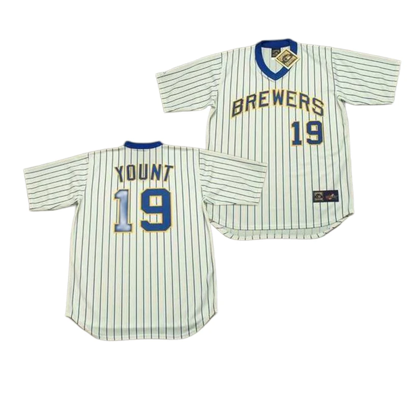 Wholesale Men's Milwaukee Brewers 19 Robin Yount 20 Gus Bell 24
