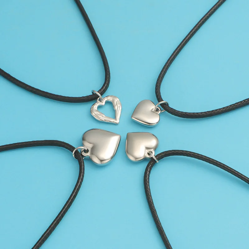 3D Steel Heart Pendant Necklace