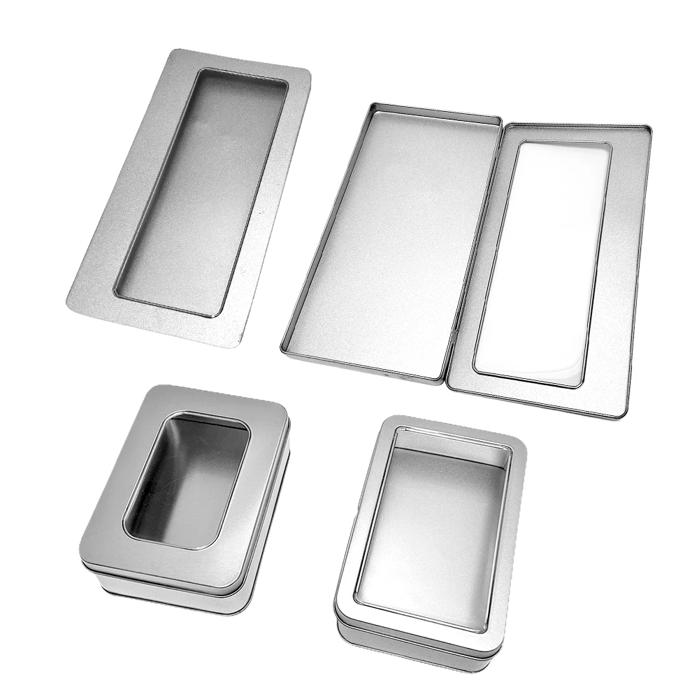 Tinworld Factory Custom Tinplate Storage Container Rectangular Square Metal Can Food Gift Hinged Tin Box for Candy Tea Cookie