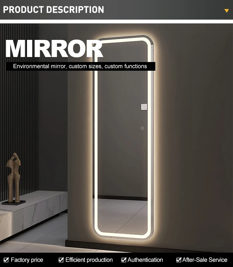 Frameless Custom Full Length Wall Led Dressing Mirror Design For ...