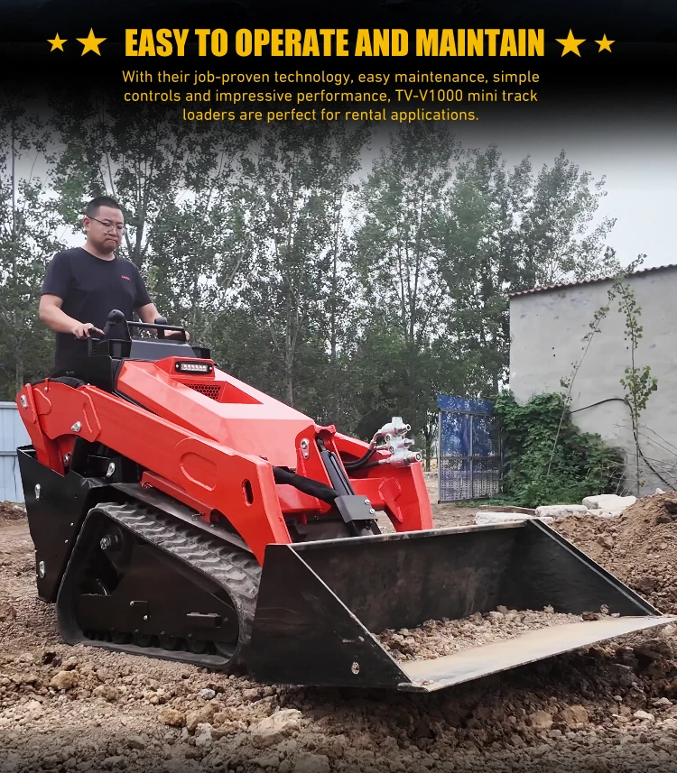 Kubota 25hp Engine Powered Mini Skid Steer Loader V1000