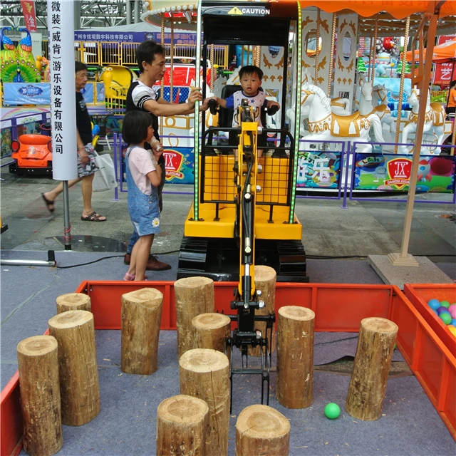 Yellow Mini Electric Coin-Operated Metal Crane for Children Indoor Timber Grab & Excav for Adventure Parks & Trampoline Parks