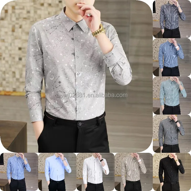 2023 New Custom Long Sleeve Color Block Mixed Plaid Shawl Collar Men's Shirt