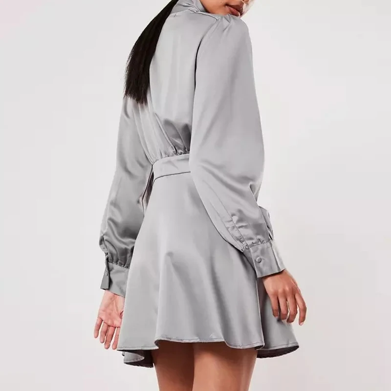 knee length dresses for ladies Zapaka Women Silver Mother of The Bride Dress Sheath Boat Neck Open Back 3/4 Sleeves Long Wedding Guest Dress with Pockets, Silver / US20W main image 1