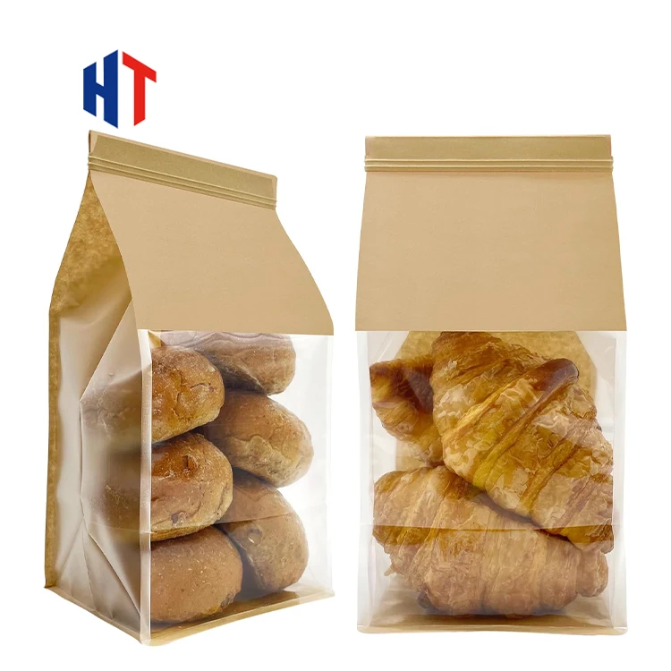 High Quality 350gsm Kraft Paper Bread Bag Matte Finish Gold Foil Printing Stamping-for Coffee Milk Noodles Corn Sugar UV Shop