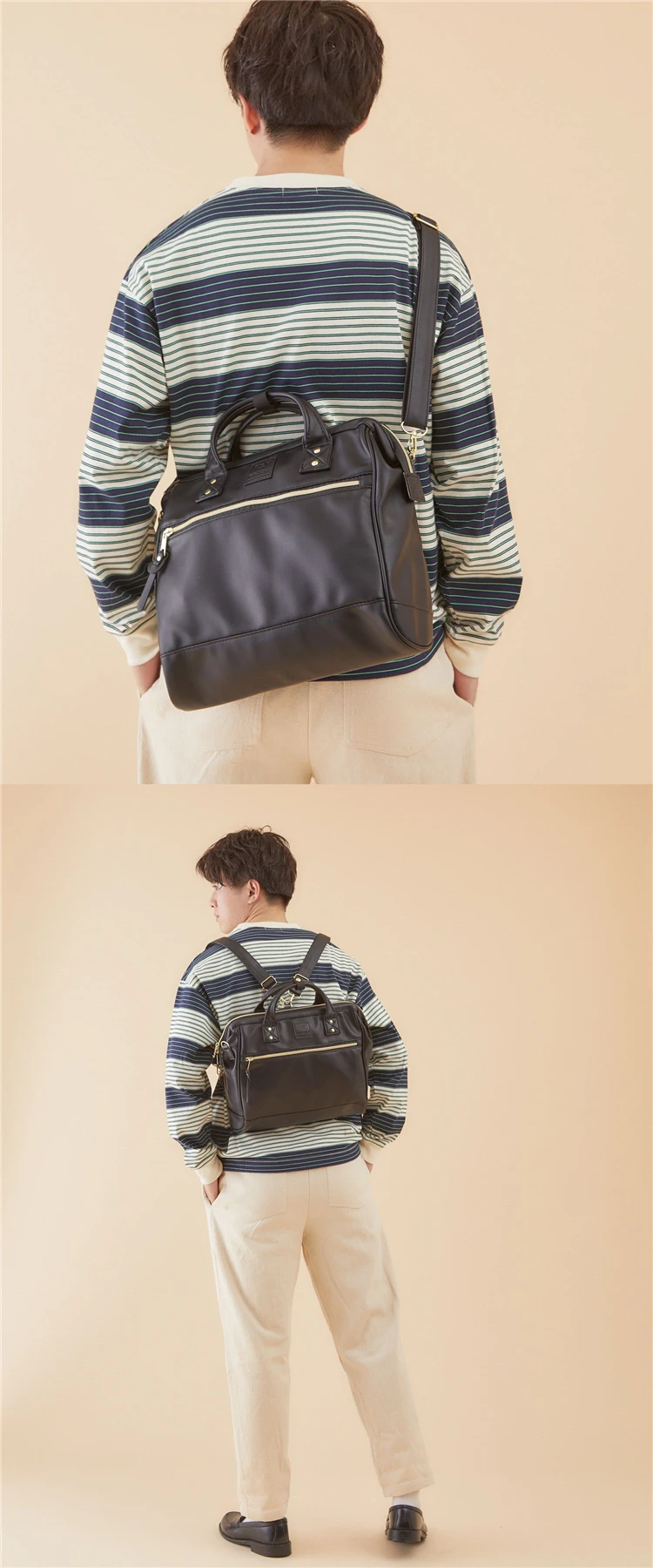 Japanese Leather 3WAY Boston Cross Sling Shoulder Bag Handbags Unisex Mochilas travel school college Backpack Minimalist Bolsos