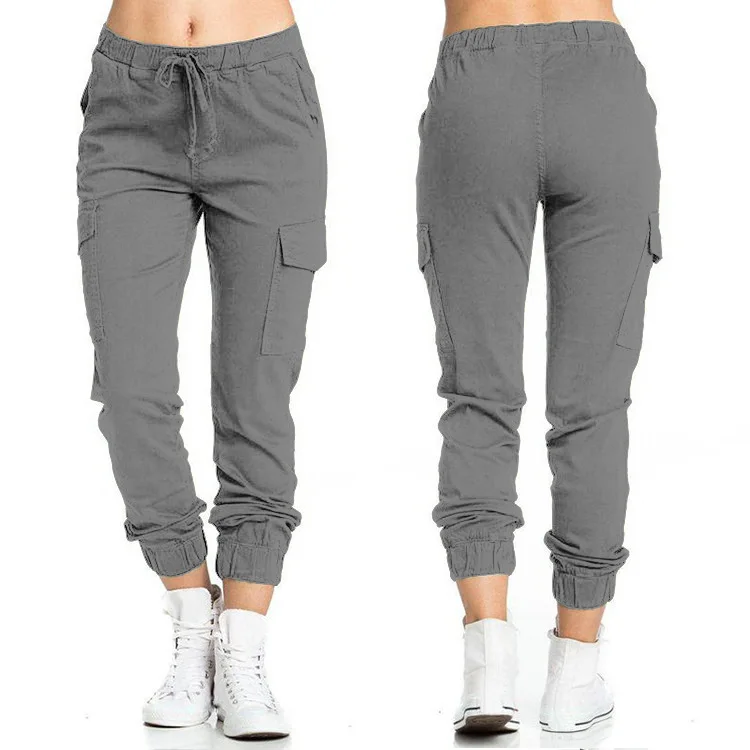 TRAF-Pantalones decorativos cosidos con bolsillo lateral para mujer, ropa  de trabajo con cordón de cintura alta elástica, 2023 - AliExpress