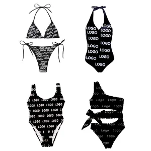 2026 Custom Printed High Waist Bikini Set for Women XS Size Plus Jammer Micro Swimwear Logo Print Designed for Girls Plus Swims
