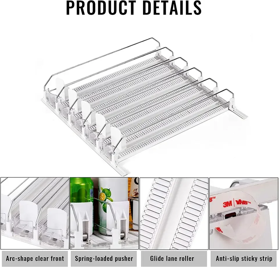 Beverage Can Dispenser Rack Automatic Vending Machine Pusher Tray Rack Soda Can Organizer Beverage Can Rack Shelf Pusher Glide