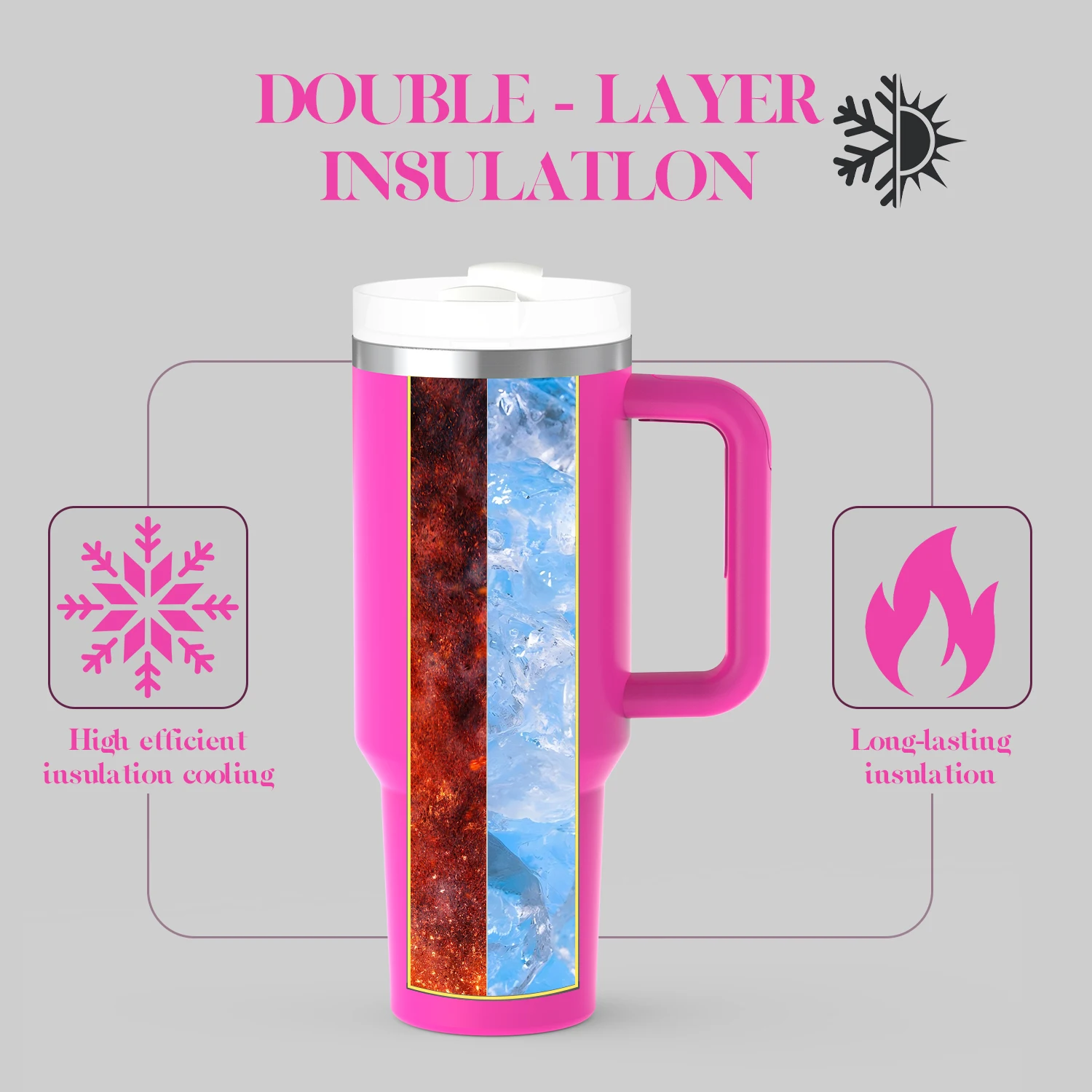 Factory Wholesale 20oz 30oz 40oz Stainless Steel Vacuum Insulated Metal Cup Travel Mug Coffee Tumbler With Handle factory