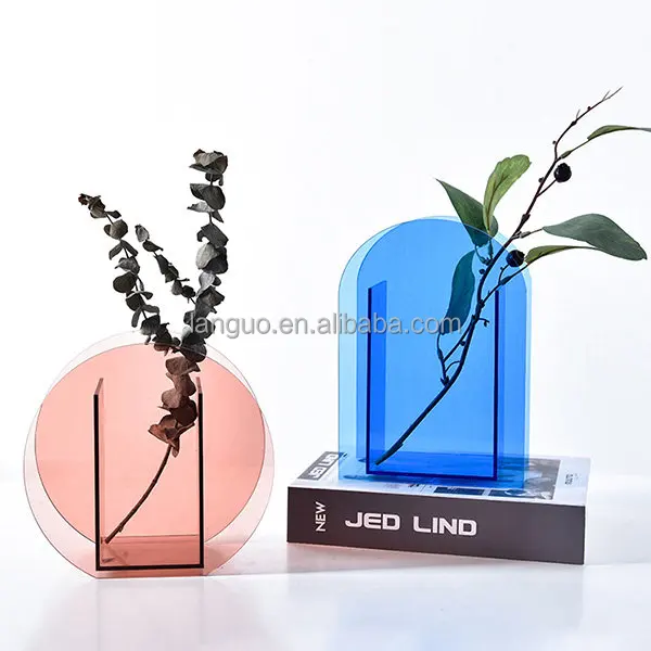 Wholesale Custom Clear Small Colour Acrylic Vase Rectangular Wedding