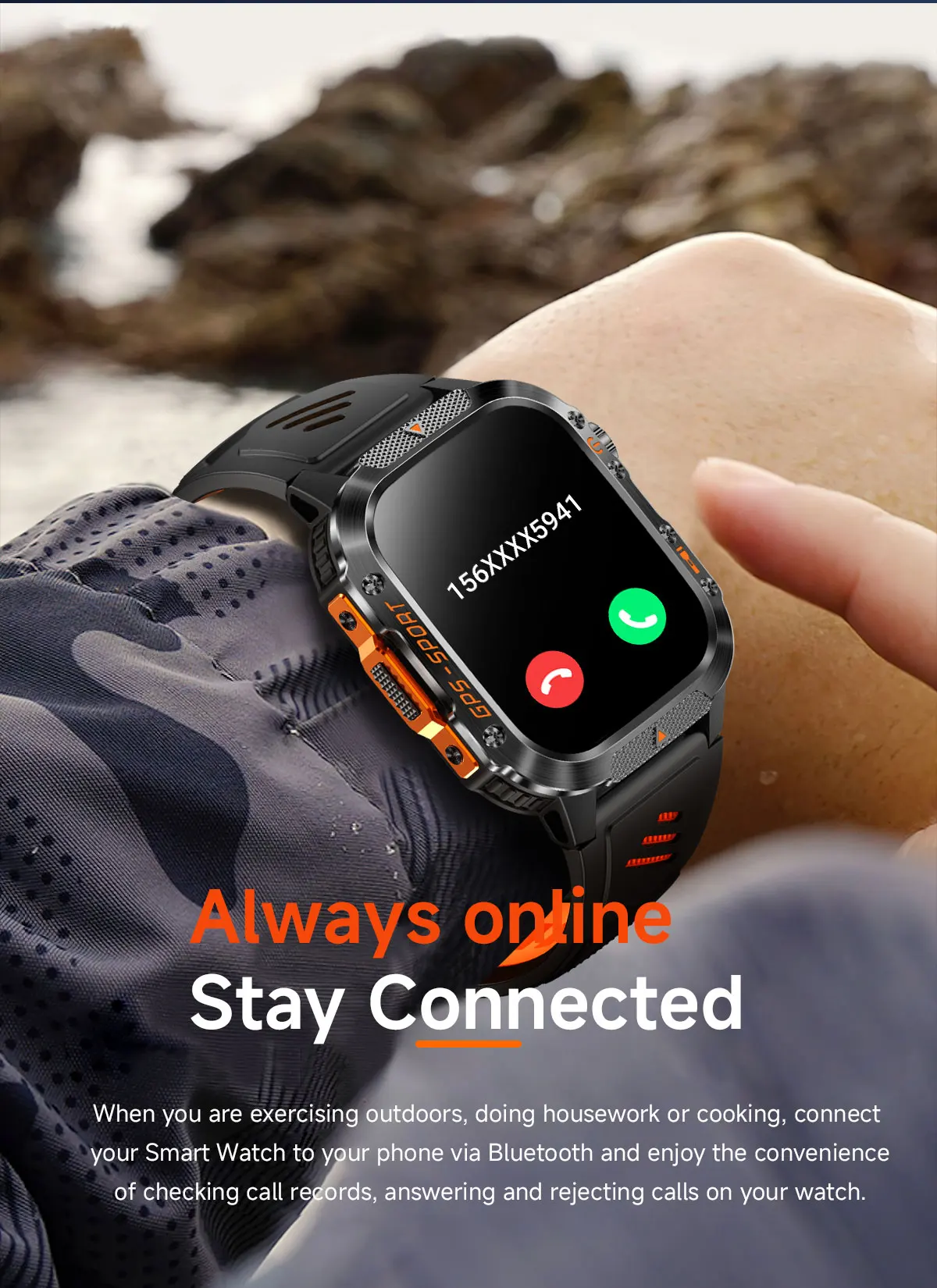 product laudtec sport flash light smart watches heart rate health monitoring gps smartwatch waterproof outdoor sports watch sb003-6
