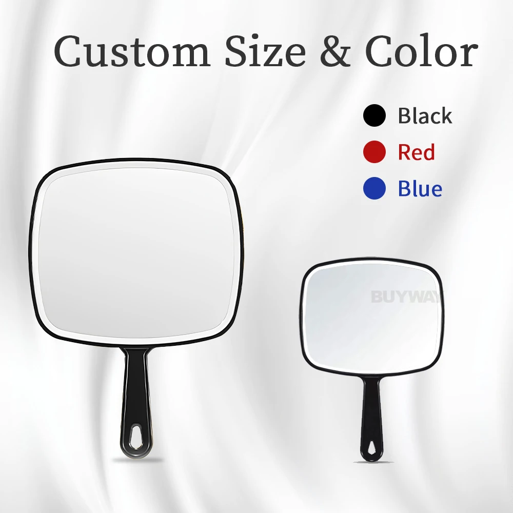 Wholesale Custom logo Large Handheld Makeup Mirror Square Plastic Personalized Pattern Private Pocket Hand Mirror Hot Sales