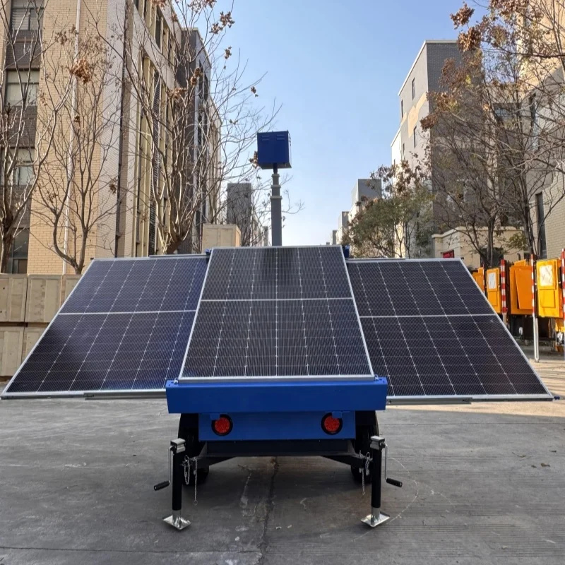 Heavy-Duty Solar Security System Off-Grid Mobile Camera Trailer 3*450W Solar Panel 7m/23ft Mast