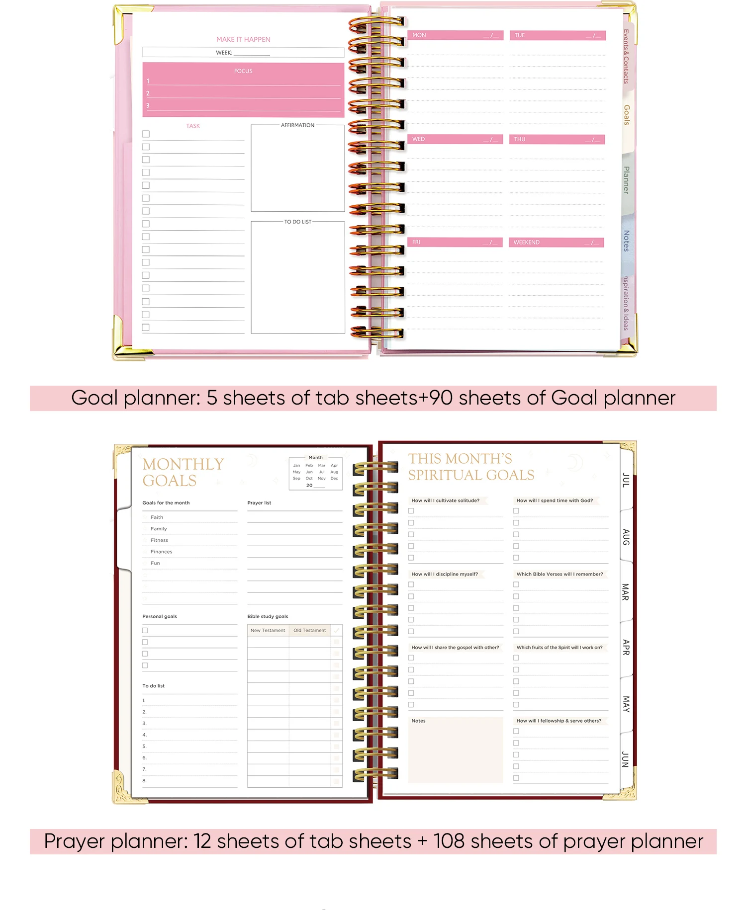 Custom Logo Oem Notebook 2024 Planner Book A5 Spiral Weekly Monthly