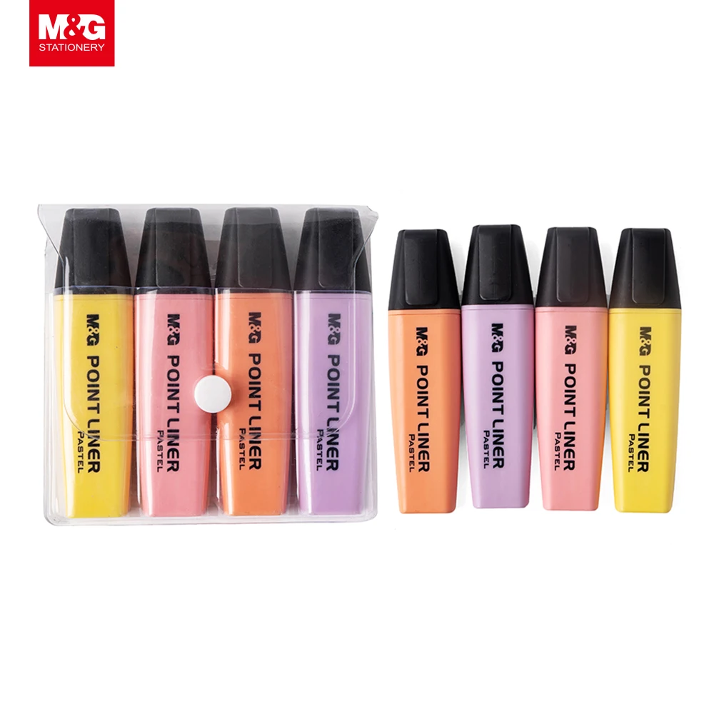 M & G 4 Colors Of Scente Highlighters Pastel Colors Set Yellow