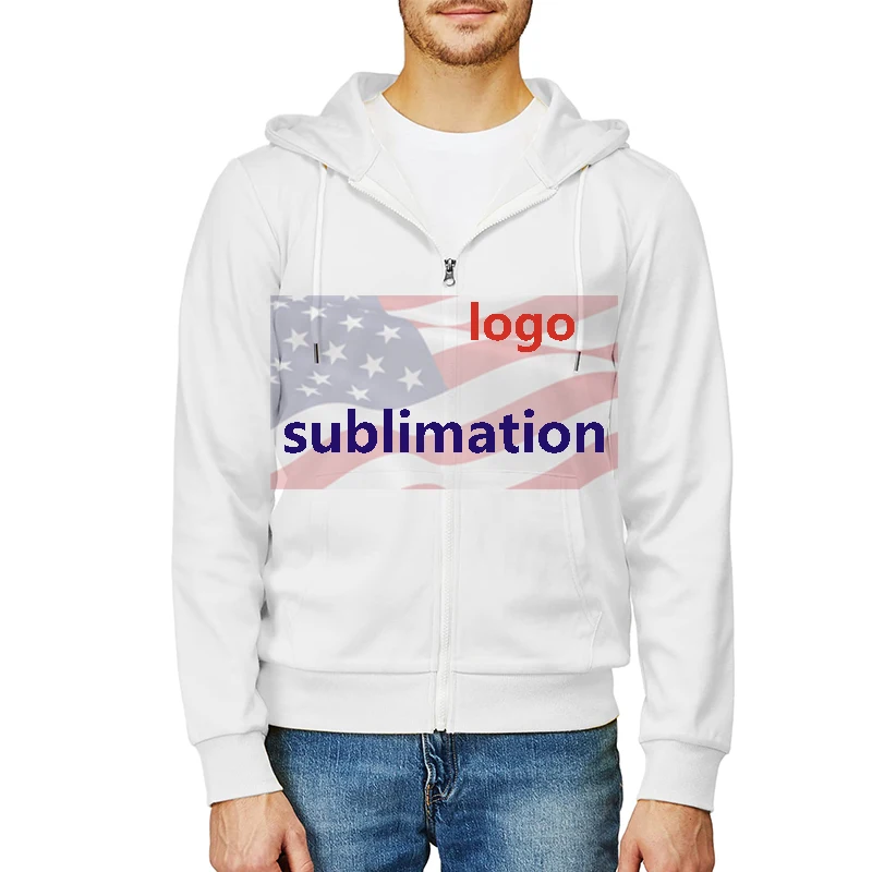 Drop Shipping Sublimation Blank Hoodies High Quality Heavyweight Full Zip  up Hoodie Manufacturer Custom Zip up Hoodie Wholesale
