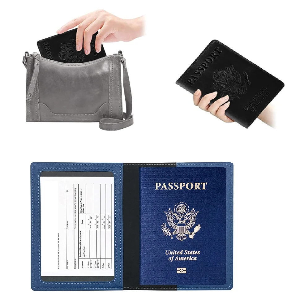 pu leather passport vaccine card holder credit card package