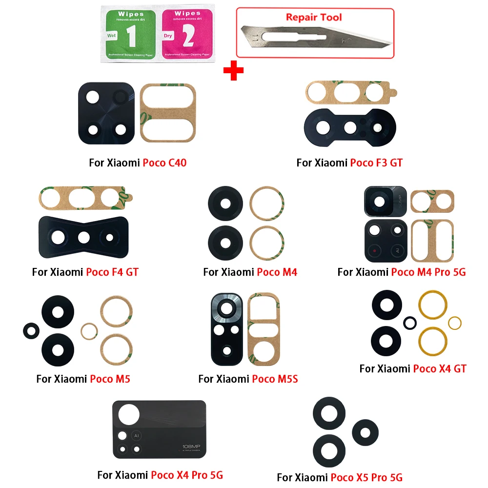 Eonpam 2 Packs Lentille Caméra pour Xiaomi Mi 11i / Poco F3 Vitre Appareil Photo Objectif Arrière avec Kit de Réparation