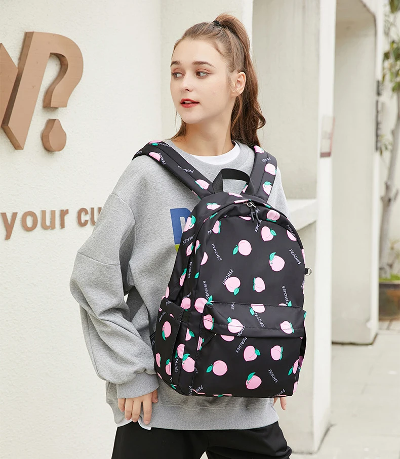 Wholesale Newest 3in1 Fruit print Peach patterned trendy Backpack for teen  girls Laptop school bag with lunch bag for college student From m.alibaba .com