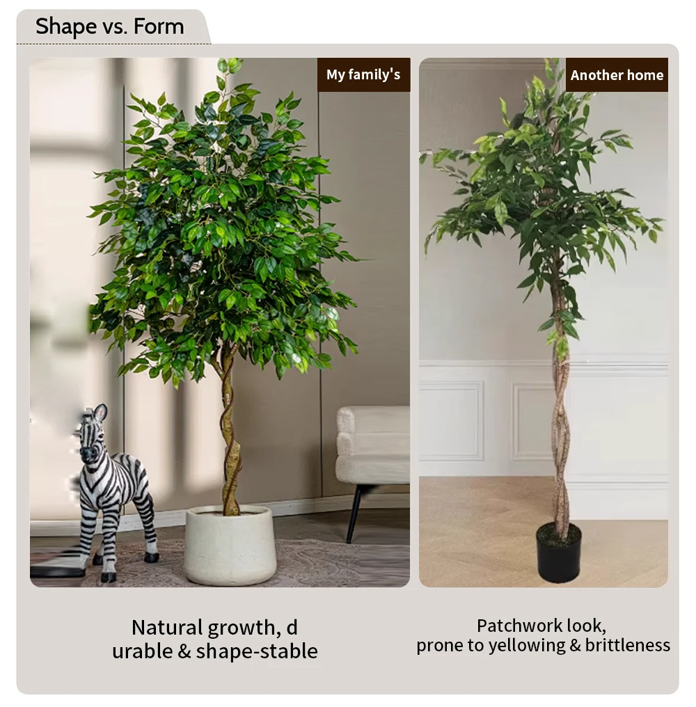 product artificial ficus benjamina tree real touch green artificial plant for indoor decoration-8