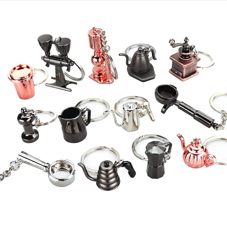 Creative Coffee Keychain Keyring Portable Mini Portafilter Tamper