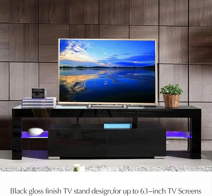 Latest Design Modern Tv Video Games Console Table Entertainment Center Living Room Furniture Tv Stands Cabinet With Lightings