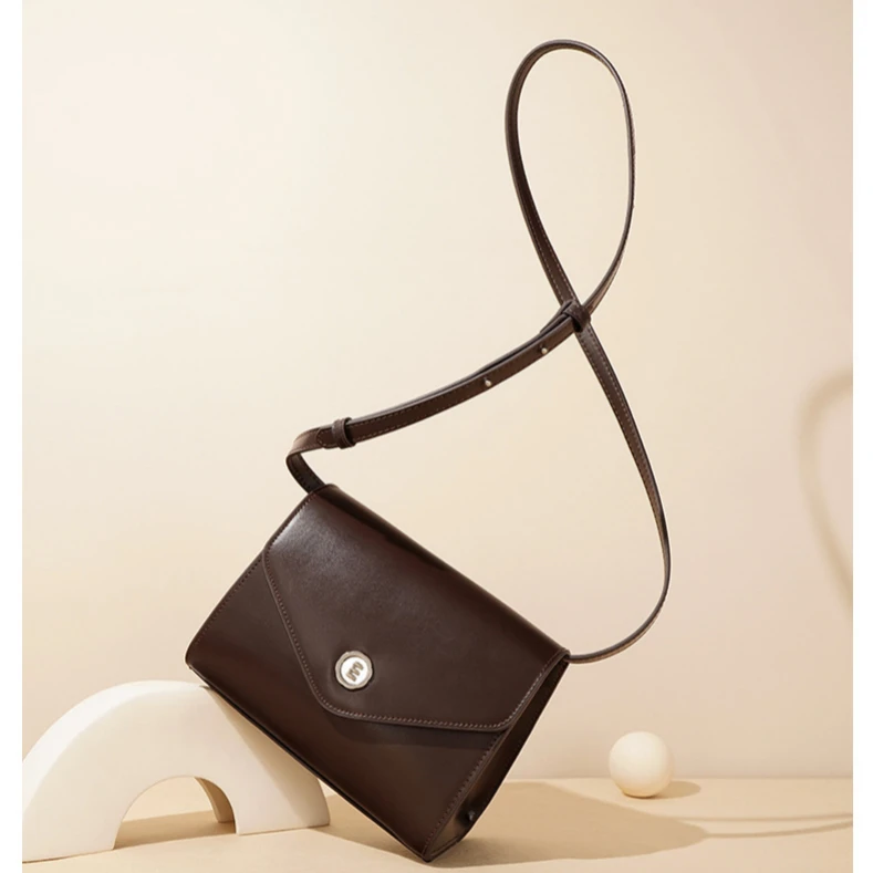 Design Retro Genuine Leather Messenger Bag for Women Simple Fashion High Quality Cowhide Shoulder Bag Square Small Bag