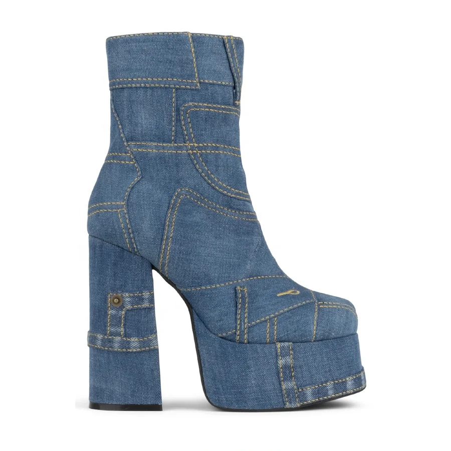 platform denim boots