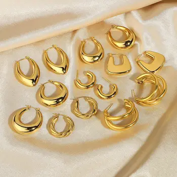 MICCI Wholesale Custom Tarnish Free Stainless Steel Jewelry 18k Gold PVD Plated Bulk Hoop Earrings