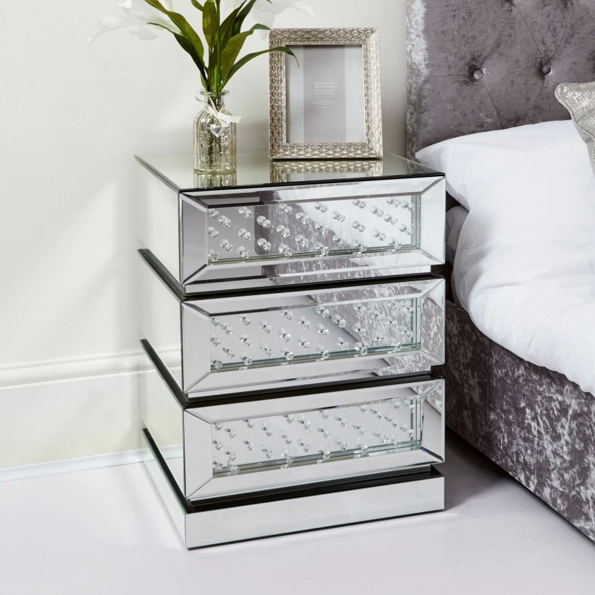 mirrored floating nightstand