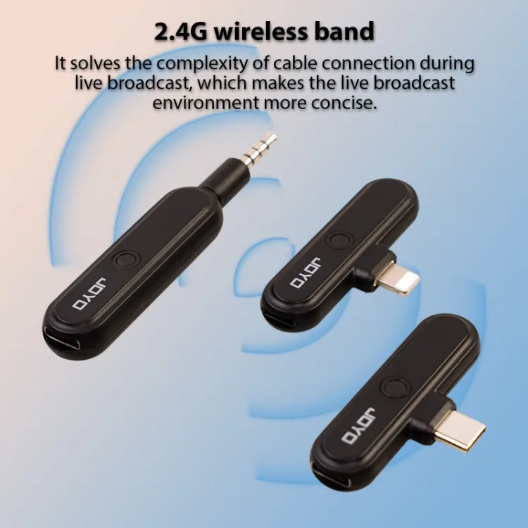 JOYO-Transmisor y receptor de interfaz de audio inalámbrico, conjunto de dos interfaces para teléfono móvil, transmisión en vivo, grabación interna, tarjeta de sonido