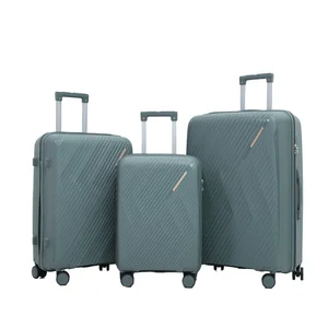 Wholesale Modern 3-Piece PP Lightweight Waterproof Eco-Friendly Travel Luggage Set with Lock Fixed Casters Soft Handle