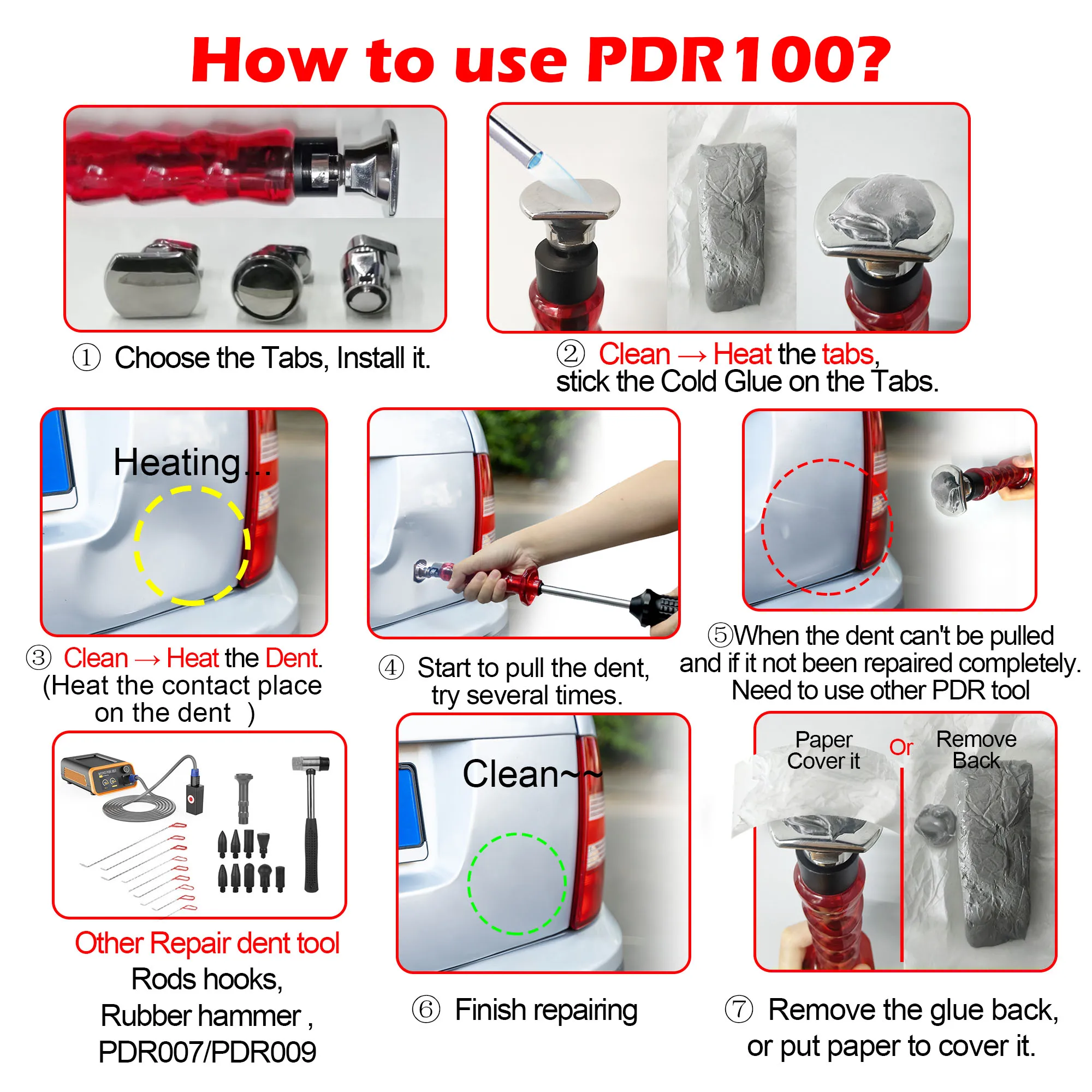 WOYO PDR100 Small Slide Hammer Puller Dent Remover Tool Set with 50g Cold Glue