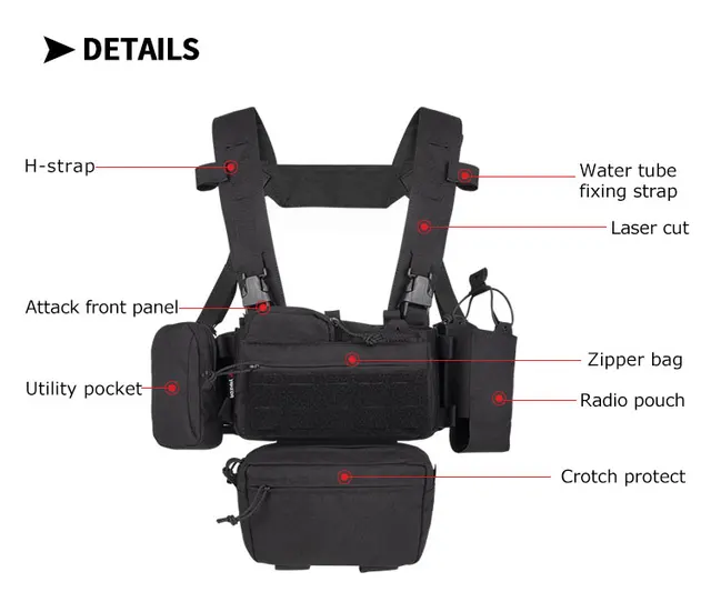 YAKEDA Tactical Chest Rig Modular Load Bearing Patrol Belt With