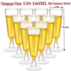 Copa de champán transparente de 150 ml con boca pequeña.