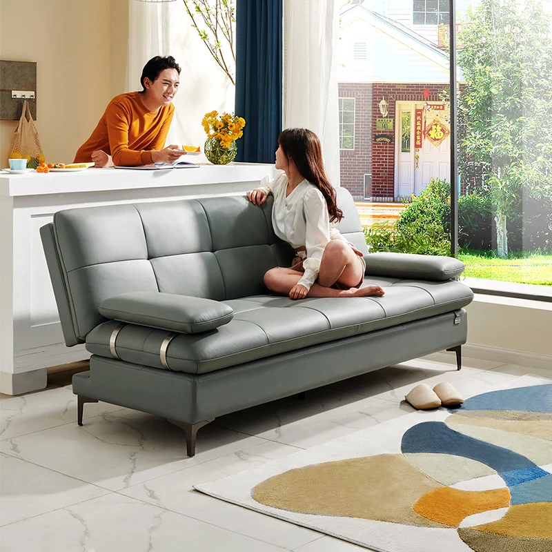102600 Hot Selling Luxury Sleeping Adjustable Leather Folding Sofa Bed Set  Furniture