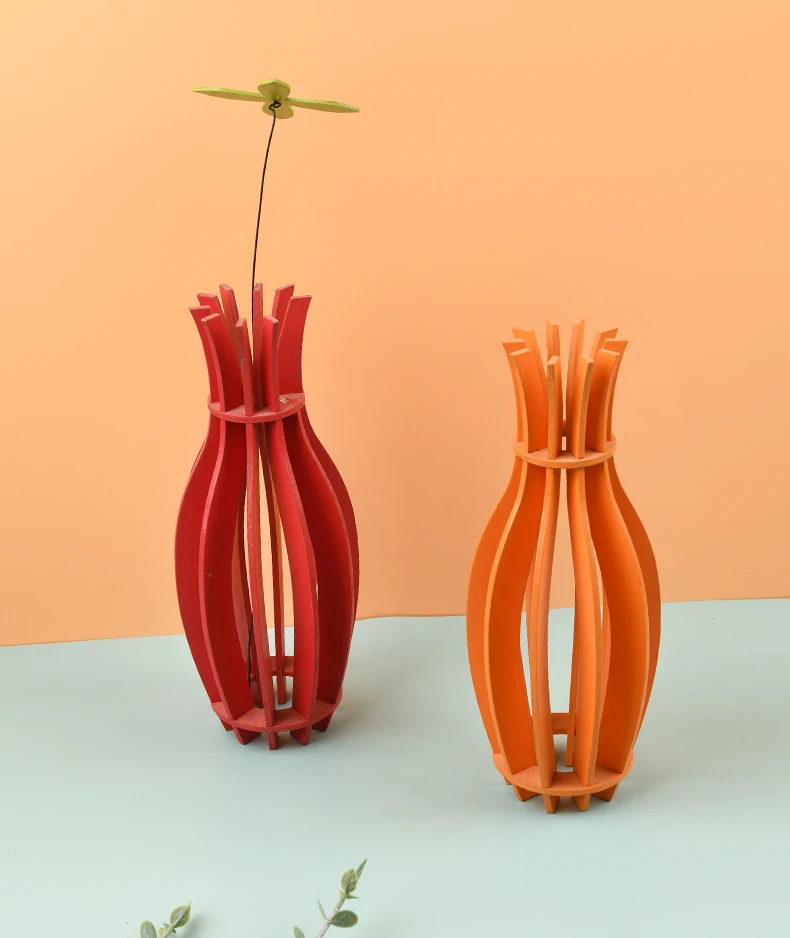 Modern Wooden Flower Vase Decorations Tall Wooden Vase For Home Decor