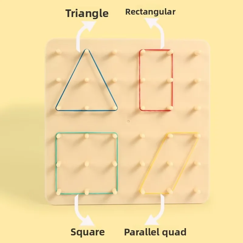 Montessori Toy 2 in 1 Rubber Band Nail Board Mosaic Puzzles Building Blocks Puzzle Game Wooden STEM Education Toy for Kids