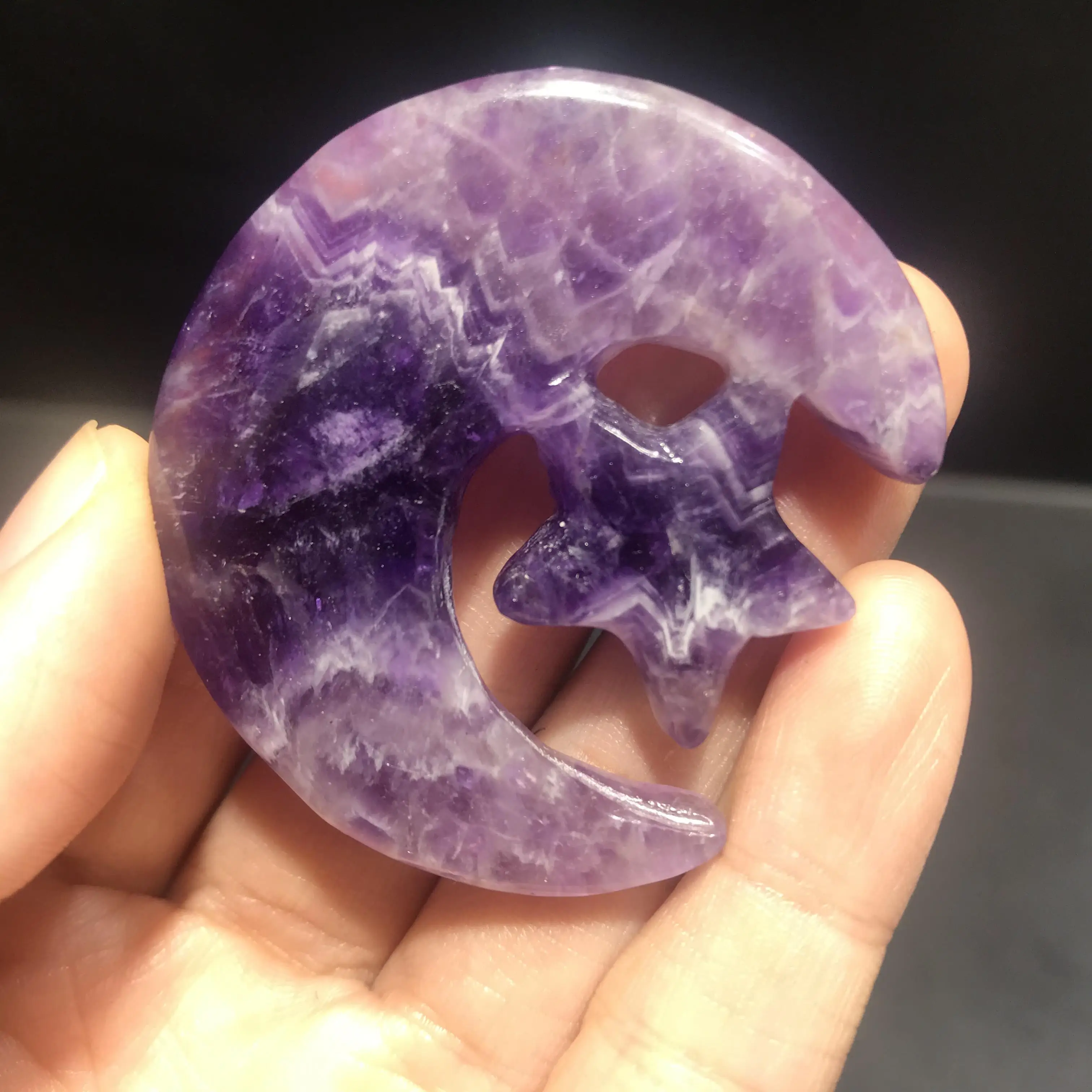 Dream Amethyst Heart Crystal Carvings 1 Piece Hand Carved Carving