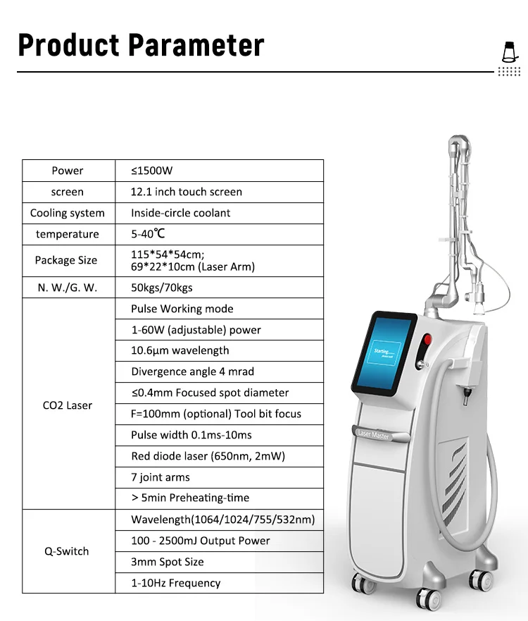 Vertical Fractional Co2 Laser And Picoseond Laser Within Two Handles Cutter Fractional 4D Q-Switched Nd Yag Laser Series Co2 Cutting Machine 1