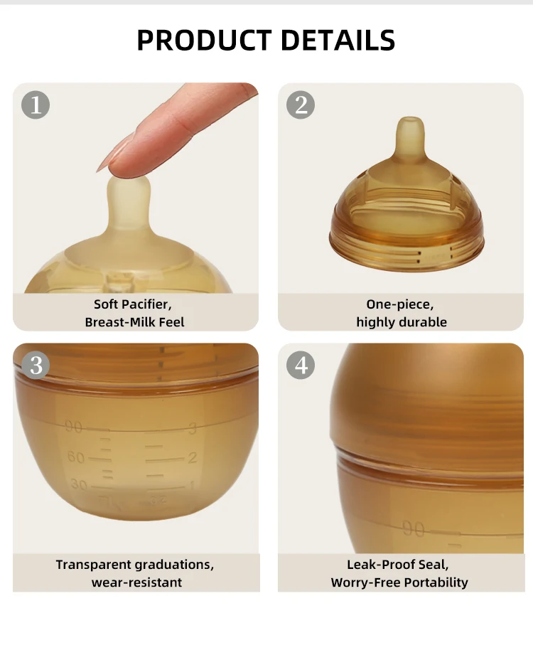 90ml BPA Free Newborn Baby Bottle 0-12 Months Solid Silicone PP Wide Mouth Nipple Feeding Design Imitates Breast Milk Bottle factory