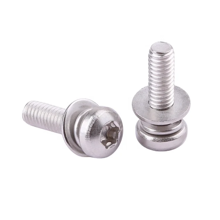 Factory fastener M2-M8 stainless steel pan head flat washer sems screw with sems machine combined screw